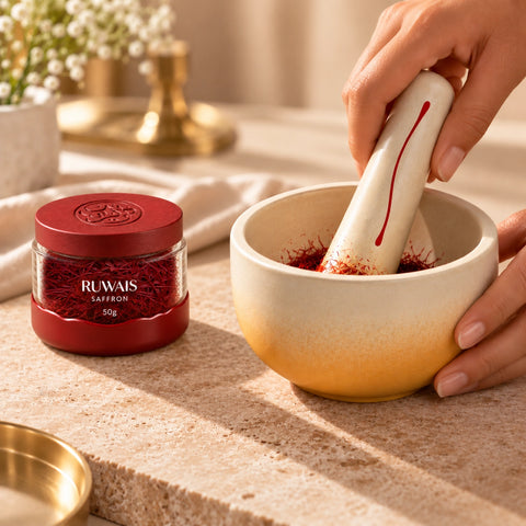 The Ritual Gift Set | 15g Super Negin Saffron with Ceramic Pestle and Mortar